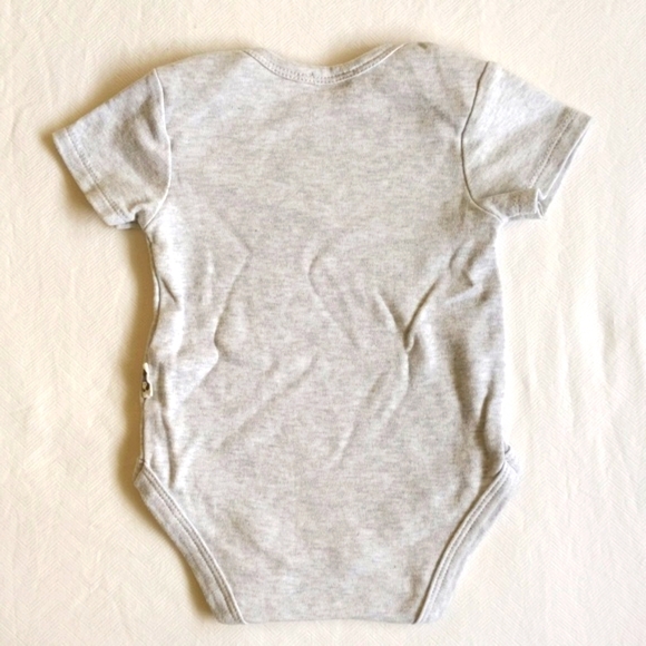 rabbit + bear organic cotton short sleeve bodysuit diaper shirt 3-6 months baby - Picture 6 of 6
